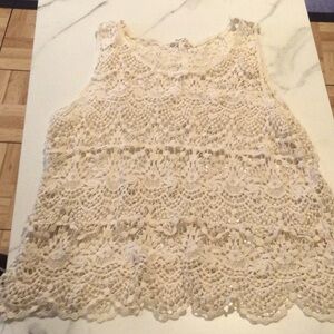 Phase One cream crochet top, medium.